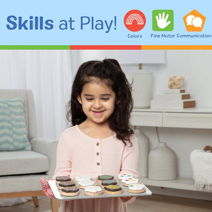 Melissa & Doug Slice & Bake Cookie Set — Wooden Play Cookies with Colorful Toppings & Cookie Sheet (Ages 3+)