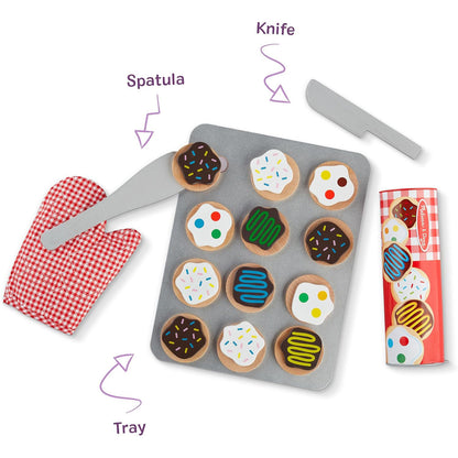 Melissa & Doug Slice & Bake Cookie Set — Wooden Play Cookies with Colorful Toppings & Cookie Sheet (Ages 3+)