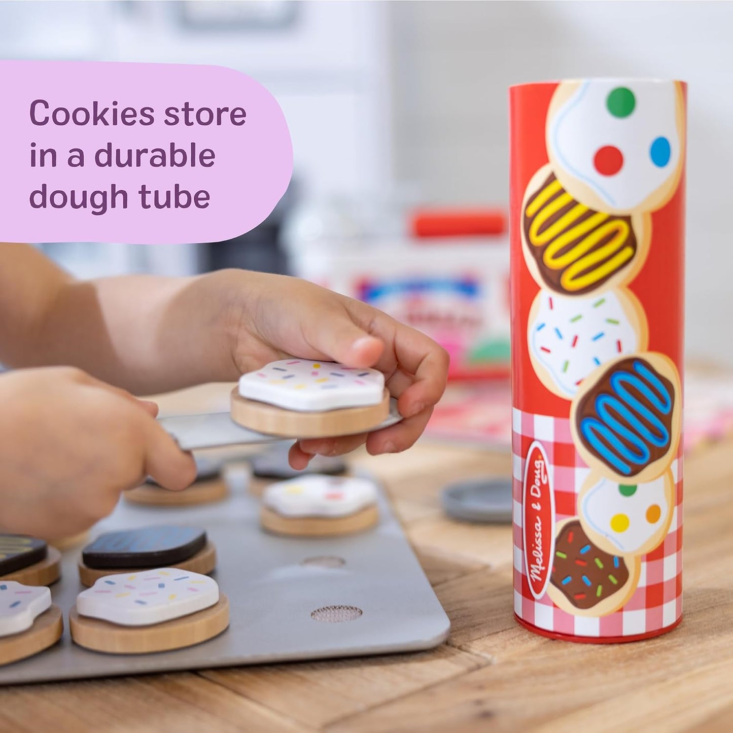 Melissa & Doug Slice & Bake Cookie Set — Wooden Play Cookies with Colorful Toppings & Cookie Sheet (Ages 3+)