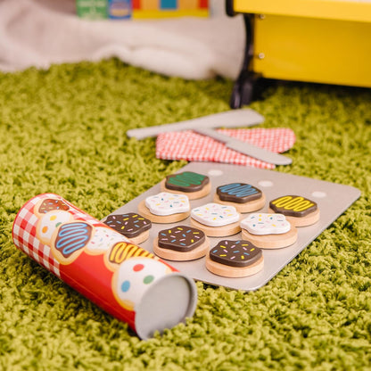 Melissa & Doug Slice & Bake Cookie Set — Wooden Play Cookies with Colorful Toppings & Cookie Sheet (Ages 3+)