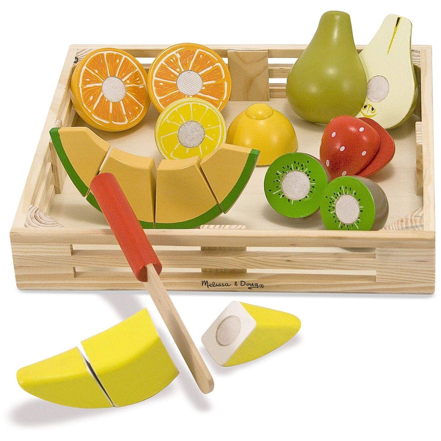 Melissa & Doug 멜리사앤더그 원목 컷팅 프루트 세트 자를 수 있는 과일 8종·원목 칼 (3세 이상)