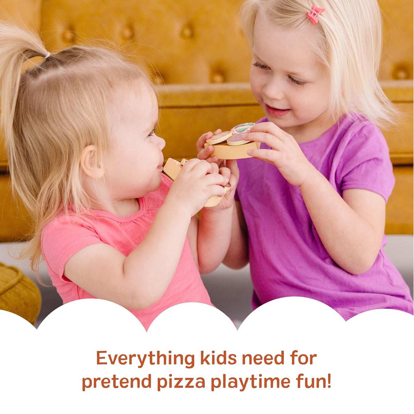 Melissa & Doug Wooden Pizza Party Play Set — 36 Self-Stick Toppings with Pizza, Cutter & Server (Ages 3+)