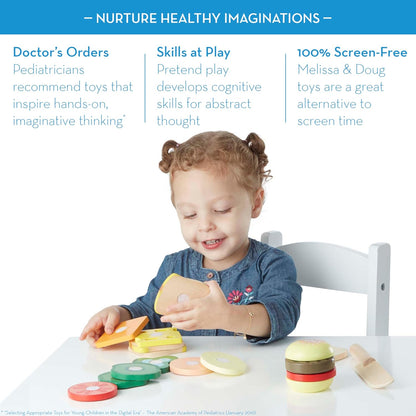 Melissa & Doug 멜리사앤더그 원목 샌드위치 메이킹 세트 빵·치즈·상추·토마토 스택형 (3세 이상)