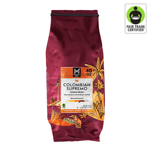 Member's Mark Colombian Supremo Medium-Dark Roast Whole Bean Coffee - 40 oz (1134g)