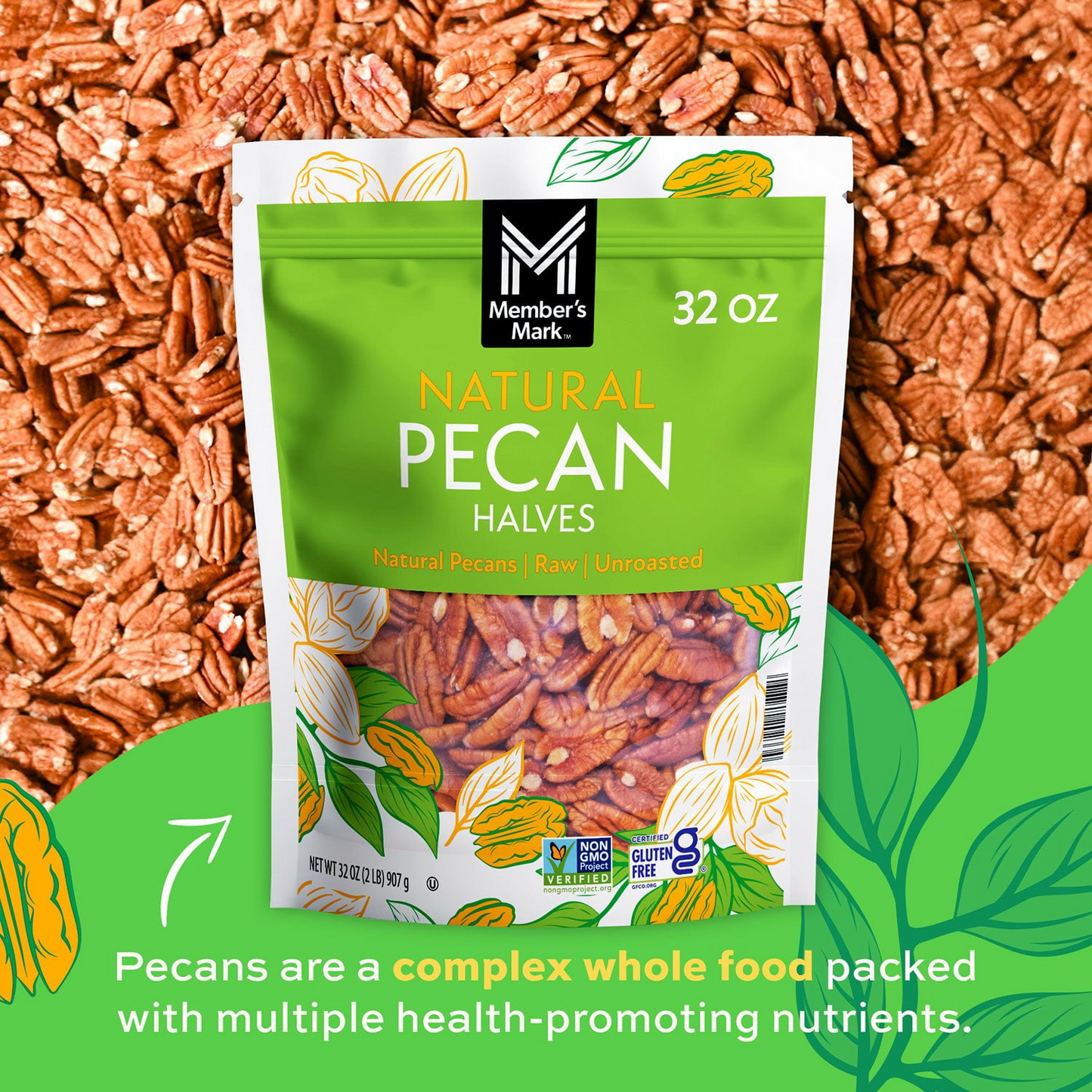 Member's Mark Natural Pecan Halves - 32 oz (907g)