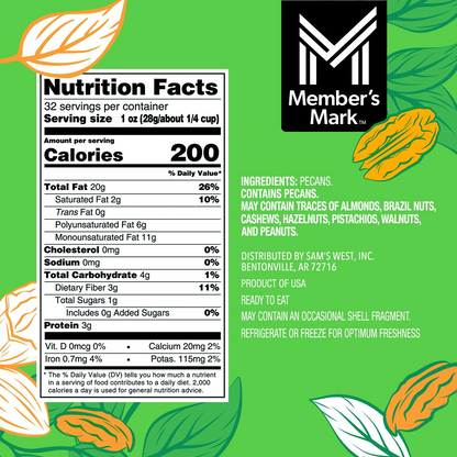 Member's Mark Natural Pecan Halves - 32 oz (907g)