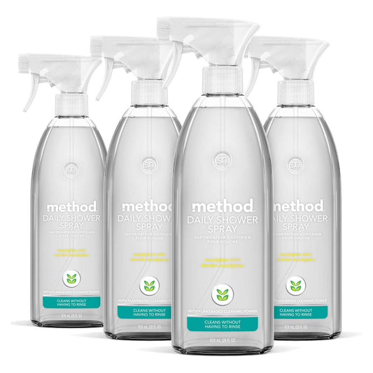 method Daily Shower Cleaner Spray - Eucalyptus Mint - 28 fl oz (828mL) × 4 Bottles