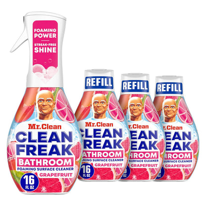 Mr. Clean 미스터 클린 클린 프릭 폼 욕실 클리너 스타터 키트+리필 - 프레시 - 473mL (16 fl oz) × 4개