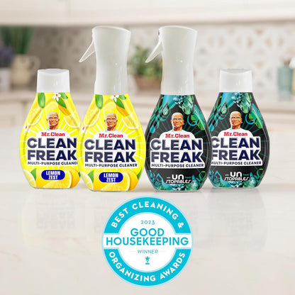 Mr. Clean - Clean Freak - Multi-Purpose Cleaner Starter Kit and Refill Bundle - Lemon - 16 fl oz (473mL) × 4 Bottles