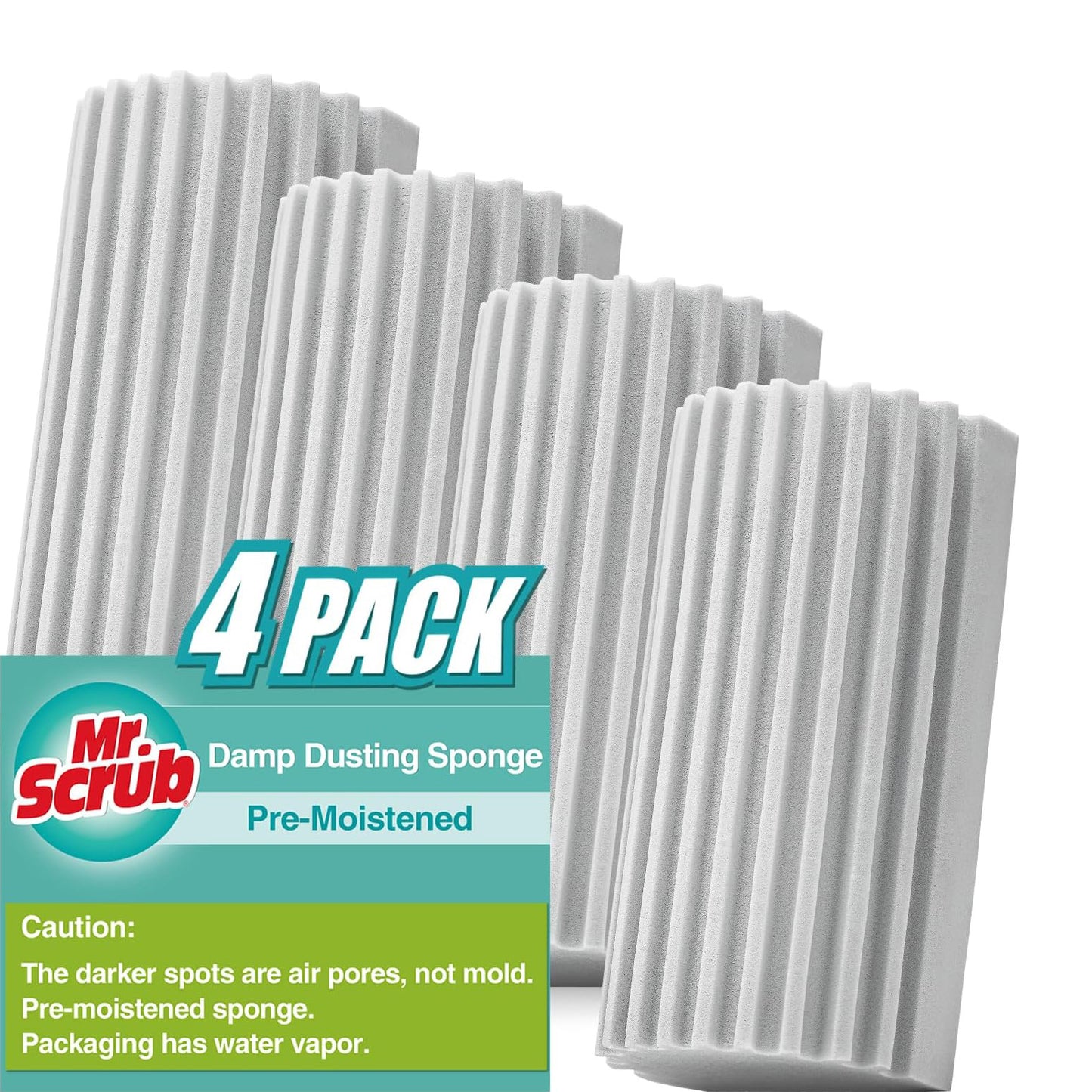 MR. SCRUB Damp Dusting Sponge Duster - 4 Sponges