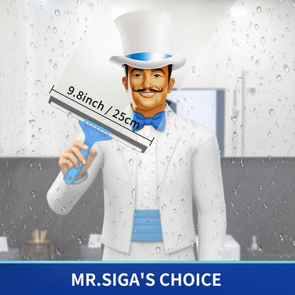 MR.SIGA 미스터시가 창문 스퀴지 & 마이크로파이버 스크러버 세트 - 10인치
