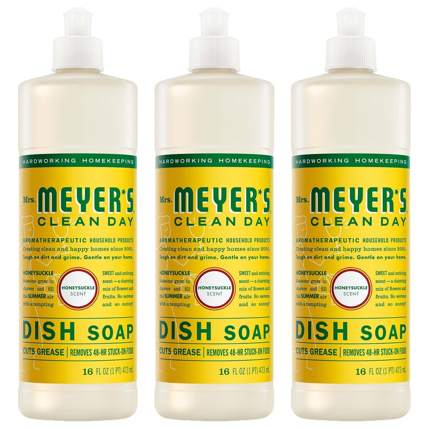 Mrs. Meyer's 미세스 마이어스 주방세제 - 허니서클 - 473mL (16 fl oz) × 3개