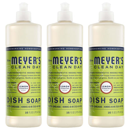 Mrs. Meyer's Clean Day Liquid Dish Soap - Lemon Verbena - 16 fl oz (473mL) × 3 Bottles