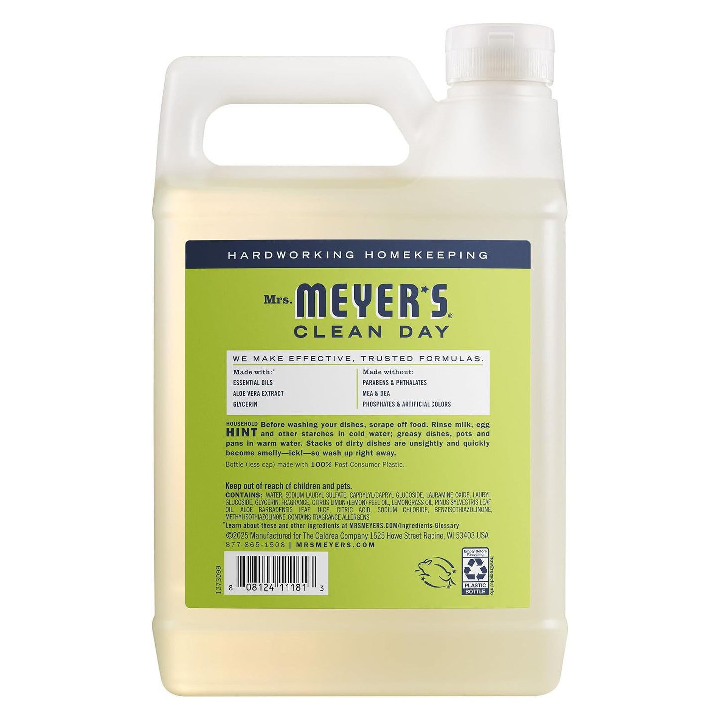 Mrs. Meyer's 미세스 마이어스 주방세제 - 레몬 버베나 - 1420mL (48 fl oz)
