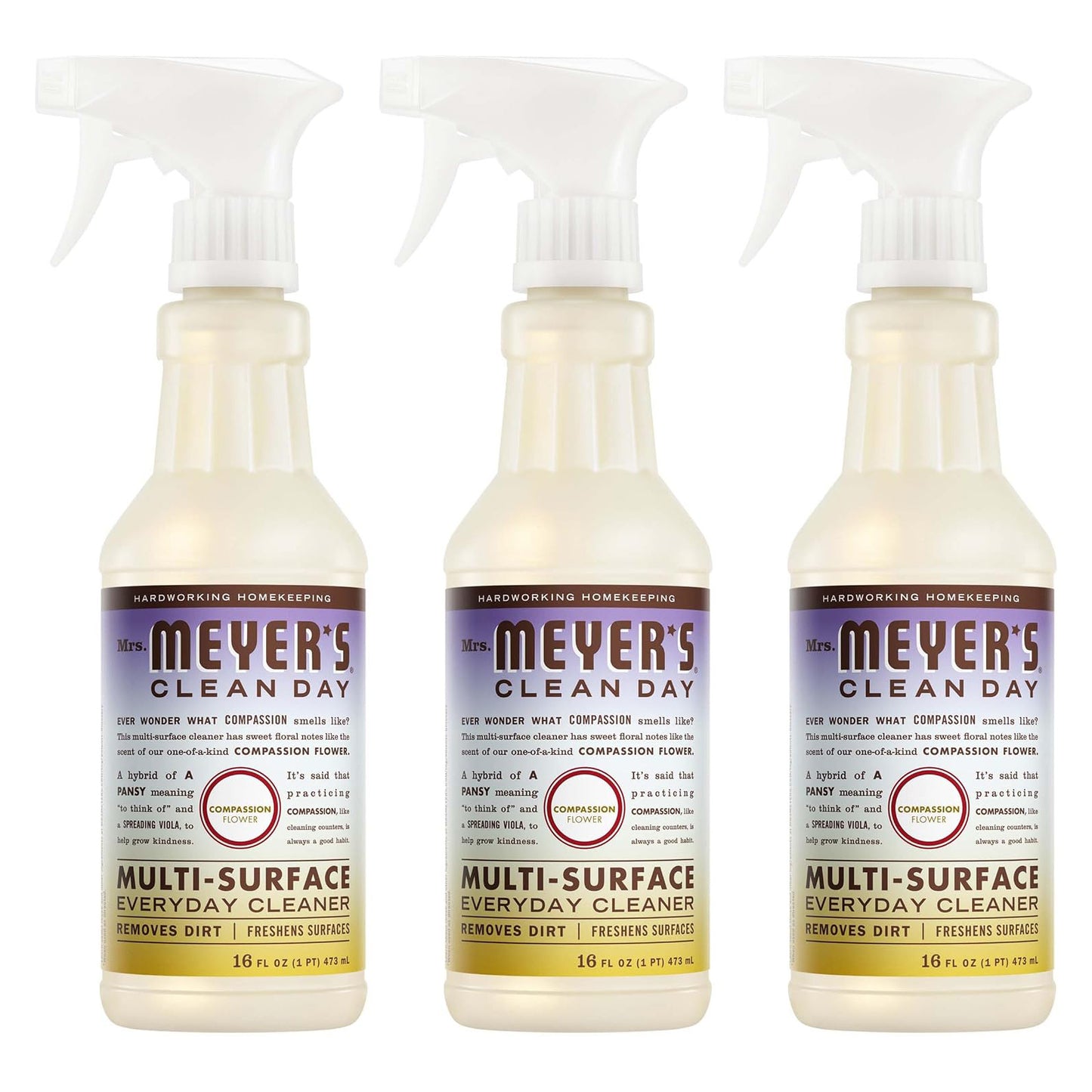 Mrs. Meyer's 미세스 마이어스 다목적 세정제 - 컴패션 플라워 - 473mL (16 fl oz) × 3개