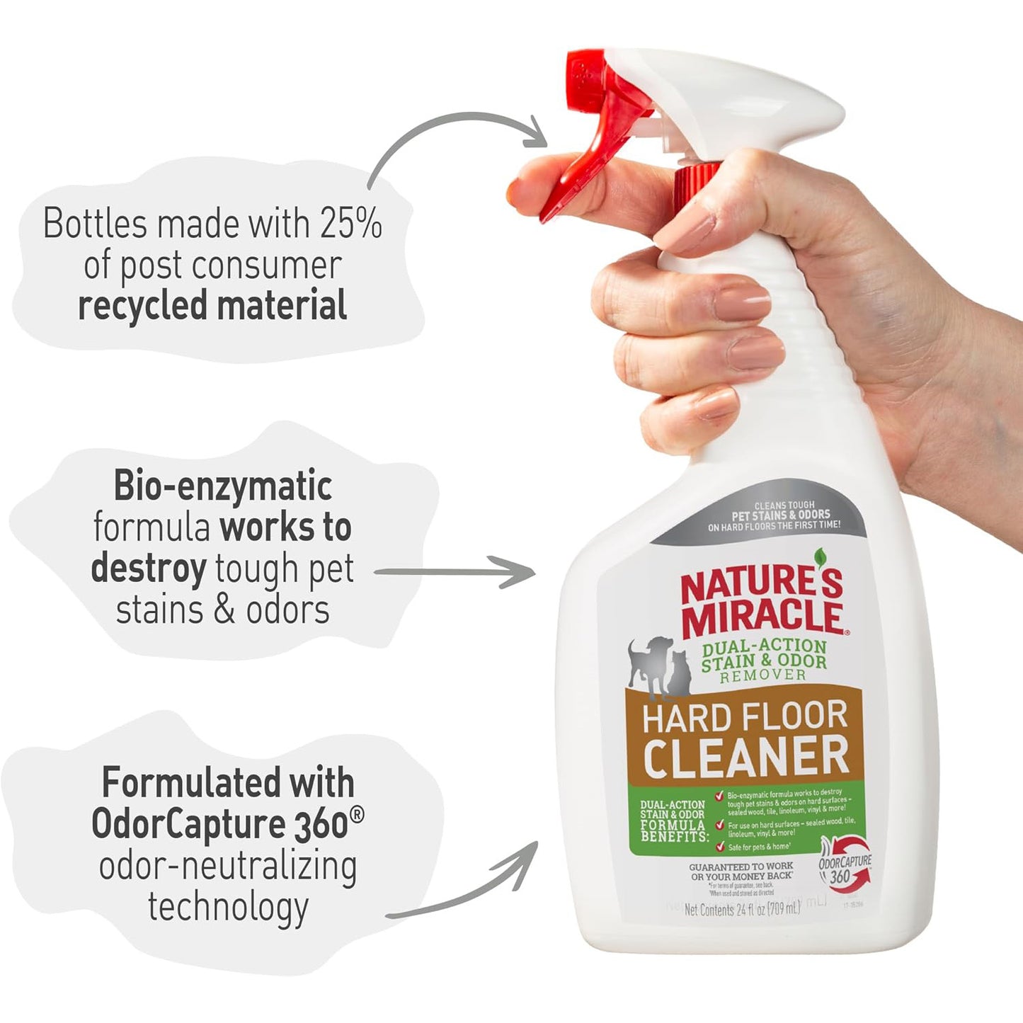 Nature's Miracle 네이처스 미라클 펫 하드 플로어 클리너 - 710mL (24 fl oz) × 2개