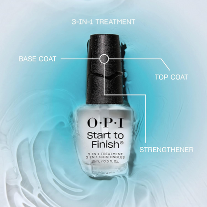 OPI 오피아이 스타트 투 피니시 3-in-1 트리트먼트 — 베이스 코트 + 강화제 + 탑 코트 (15mL, NTT71)
