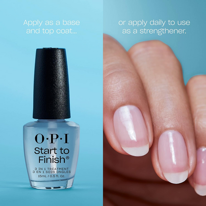 OPI 오피아이 스타트 투 피니시 3-in-1 트리트먼트 — 베이스 코트 + 강화제 + 탑 코트 (15mL, NTT71)