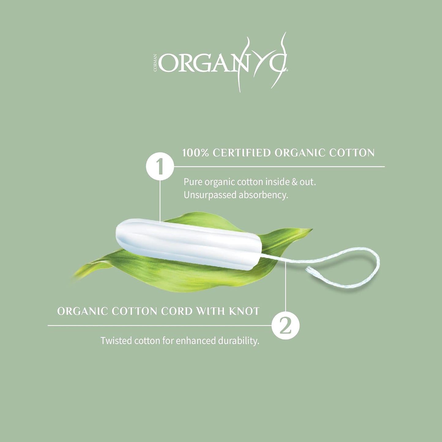 Organyc Certified Organic Cotton Tampons - Regular Absorbency - No Applicator - 16 Count