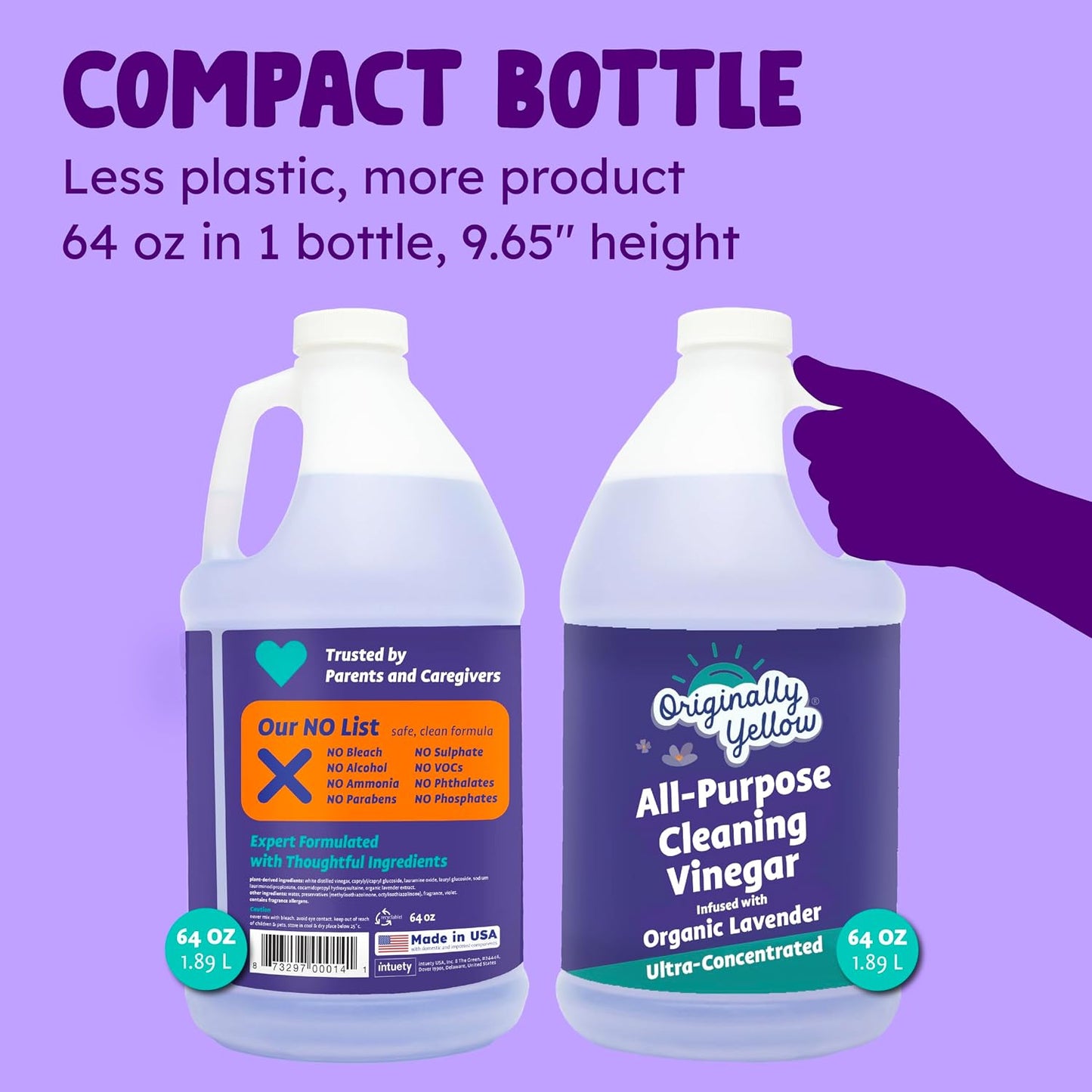 Originally Yellow 오리지널리 옐로우 청소용 식초 - 라벤더 - 1893mL (64 fl oz)