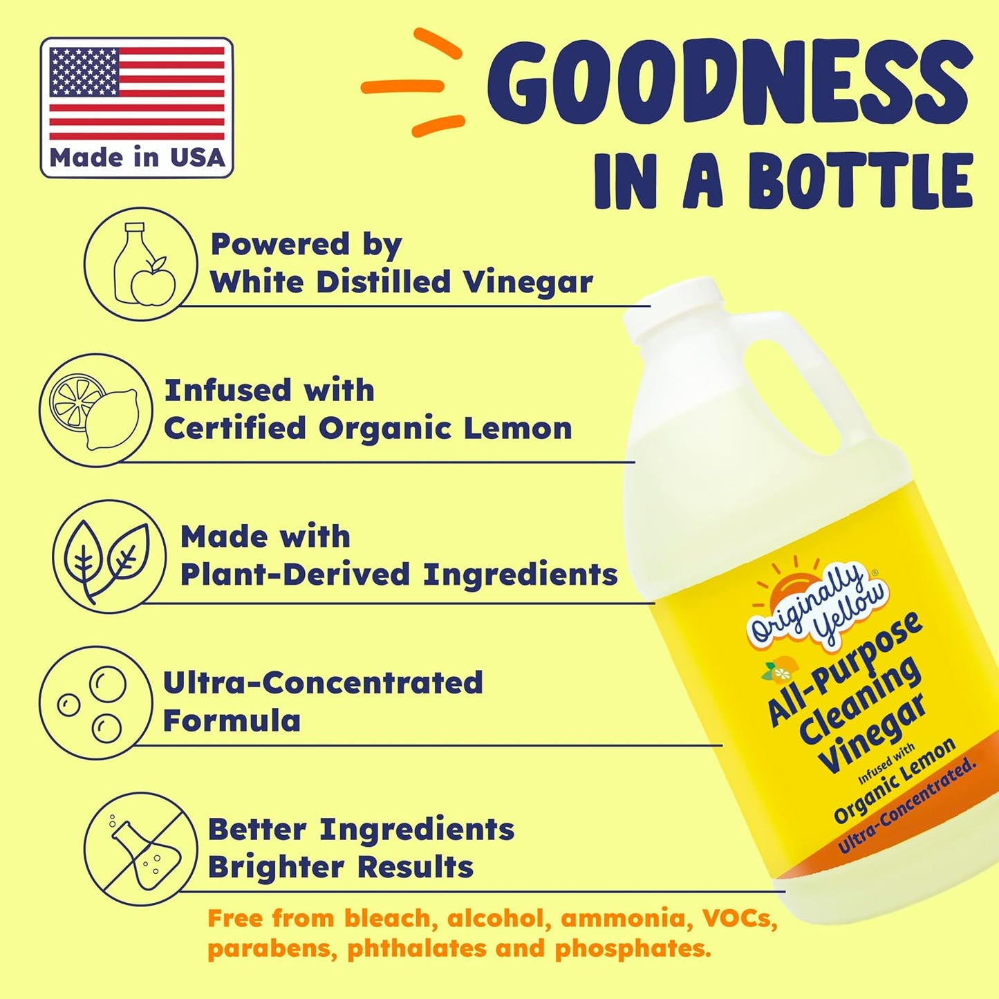 Originally Yellow Lemon Cleaning Vinegar - 64 fl oz (1893mL)