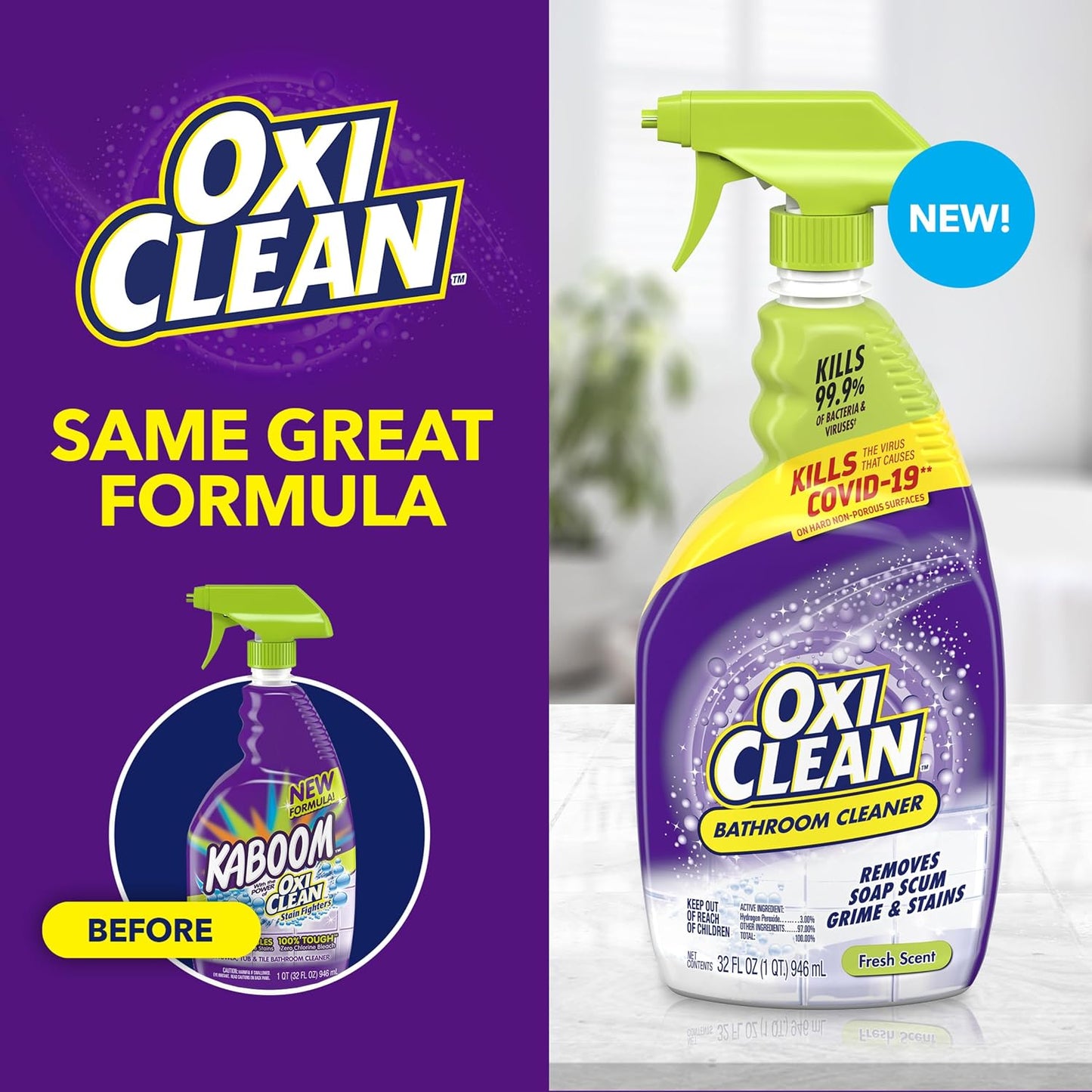 OxiClean 옥시크린 욕실 클리너 스프레이 - 946mL (32 fl oz)