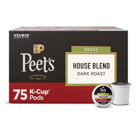 Peet's Coffee Decaf House Blend Dark Roast Pods (K-Cup) - 75 ct