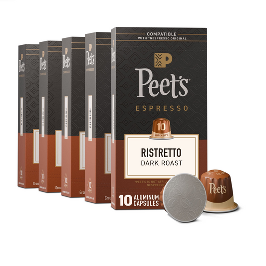 Peet's Coffee Ristretto Intensity 10 Dark Roast Capsules (Nespresso Original) - 50 ct
