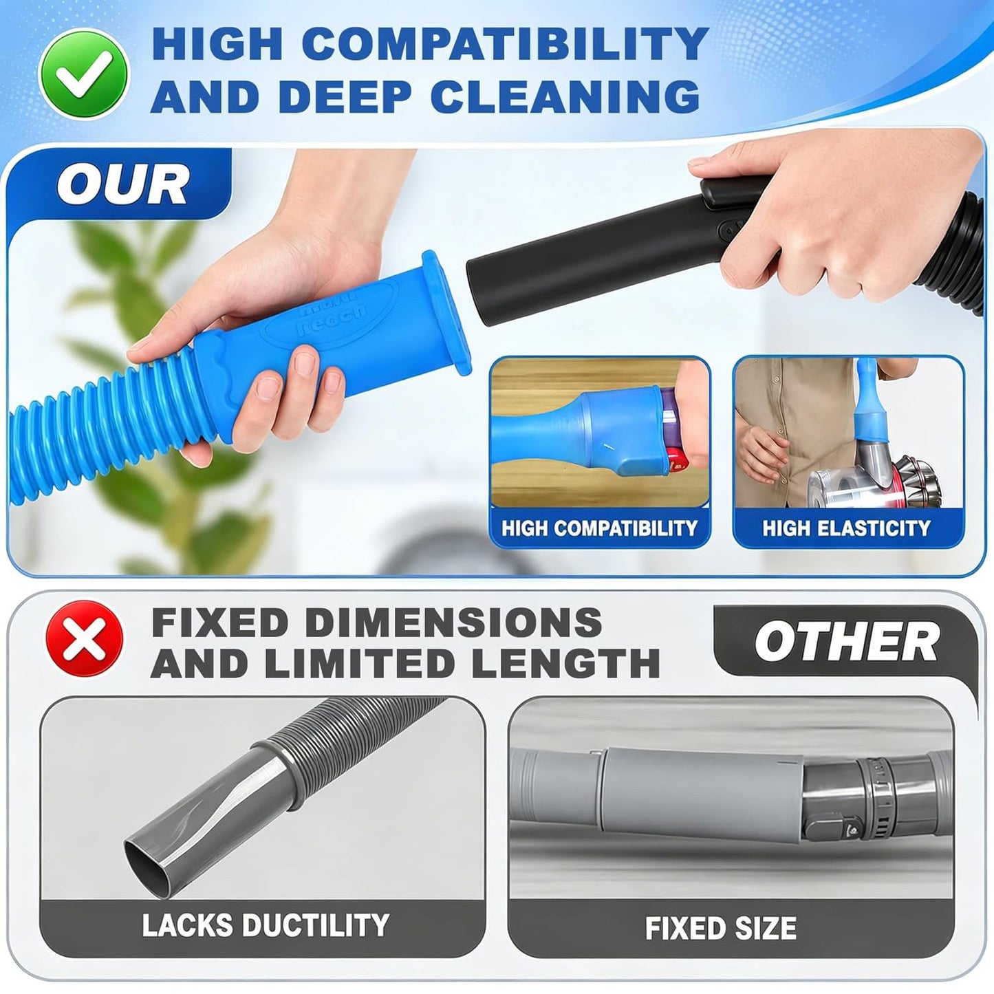 PetOde Dryer Vent Cleaner Kit - Vacuum Hose Attachment & Brush - 2 Pieces
