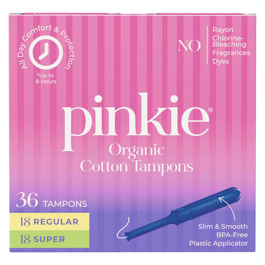 Pinkie 핑키 유기농 탐폰 - 레귤러 & 슈퍼 - 슬림 어플리케이터 - 36개입