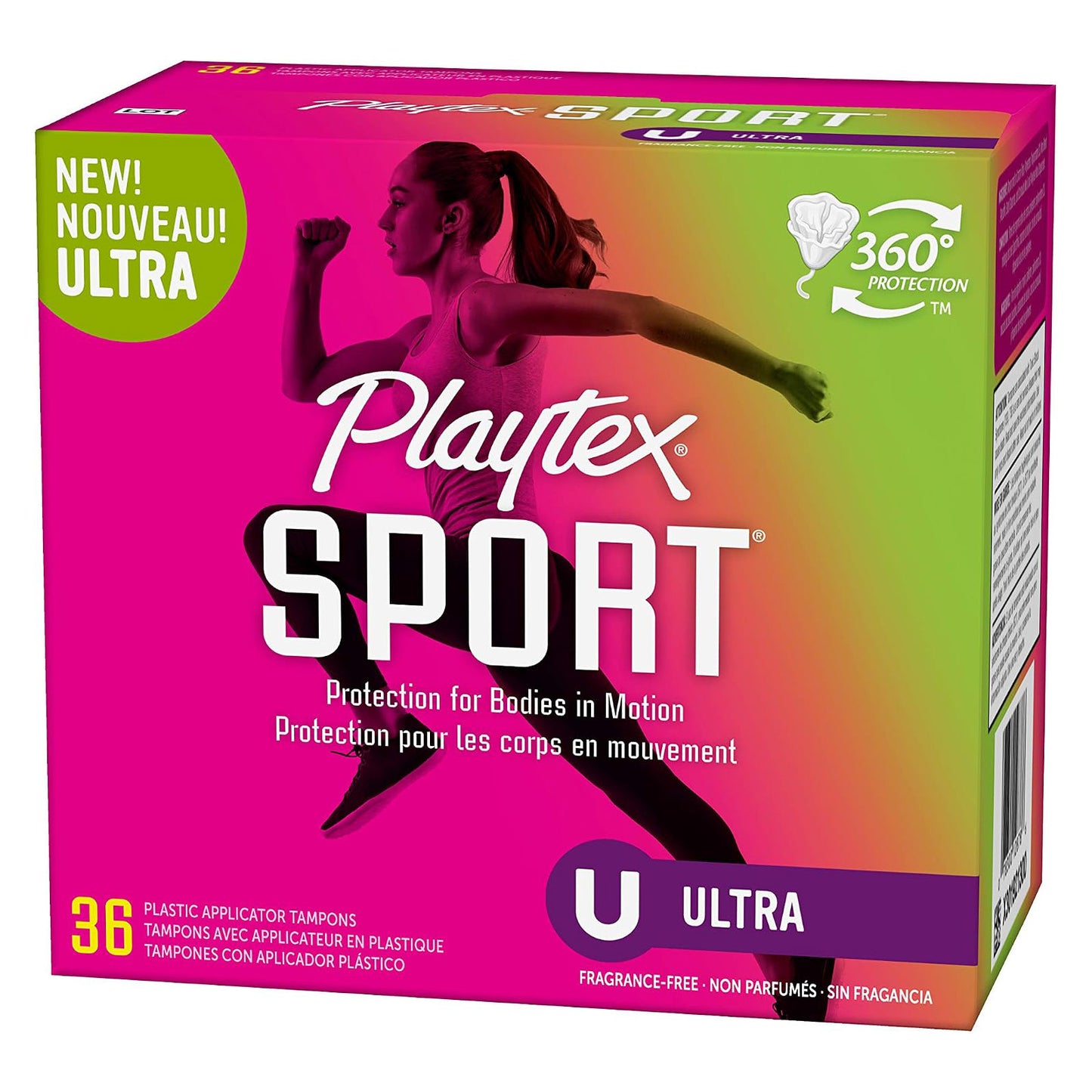 Playtex Sport Tampons - Ultra Absorbency - Unscented - 72 Count (2 Packs of 36)