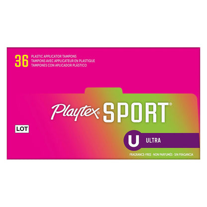 Playtex Sport Tampons - Ultra Absorbency - Unscented - 72 Count (2 Packs of 36)
