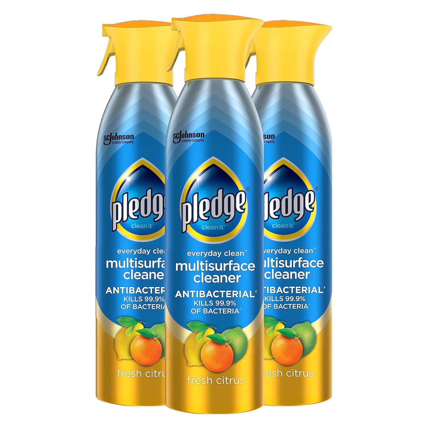 Pledge Antibacterial Multisurface Cleaner Spray - Citrus - 9.7 fl oz (287mL) × 3 Bottles