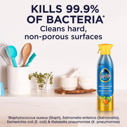 Pledge Antibacterial Multisurface Cleaner Spray - Citrus - 9.7 fl oz (287mL) × 3 Bottles