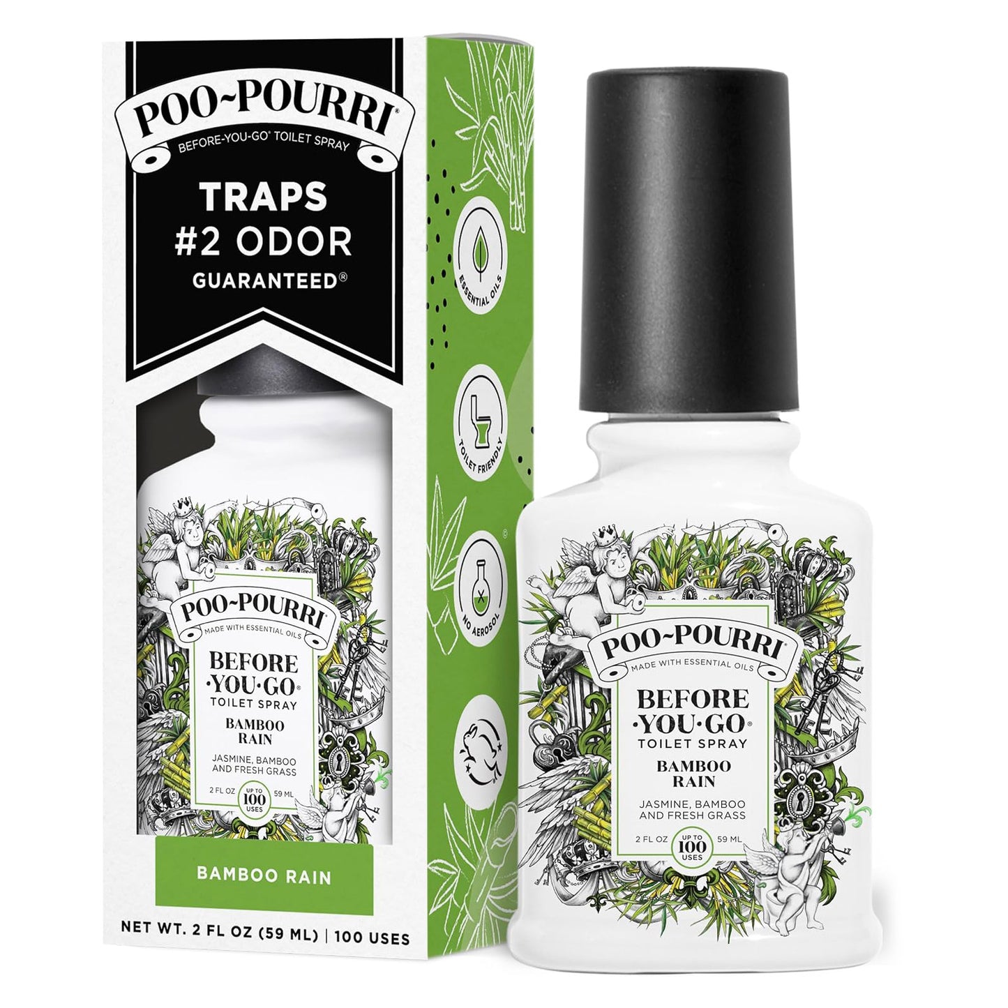Poo-Pourri 푸푸리 변기 탈취 스프레이 - 뱀부 레인 - 59mL (2 fl oz)