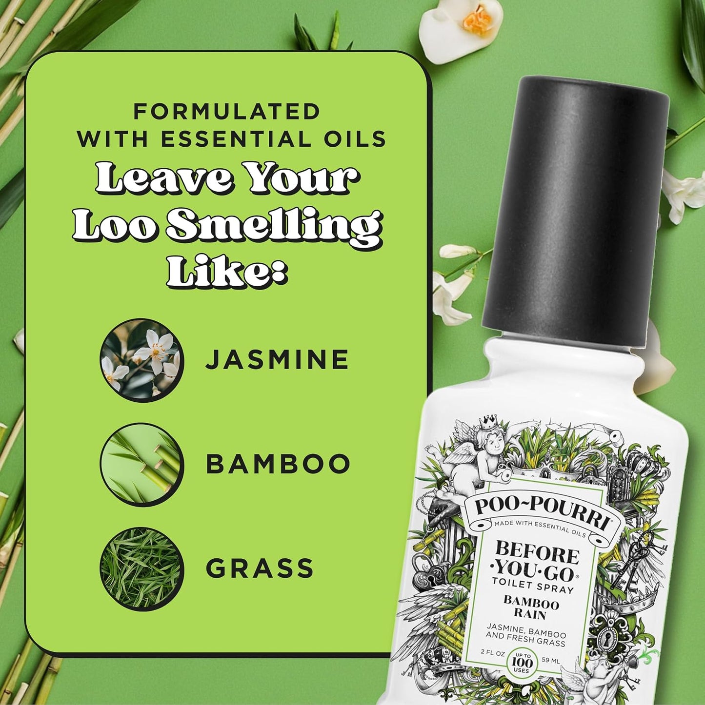 Poo-Pourri 푸푸리 변기 탈취 스프레이 - 뱀부 레인 - 59mL (2 fl oz)