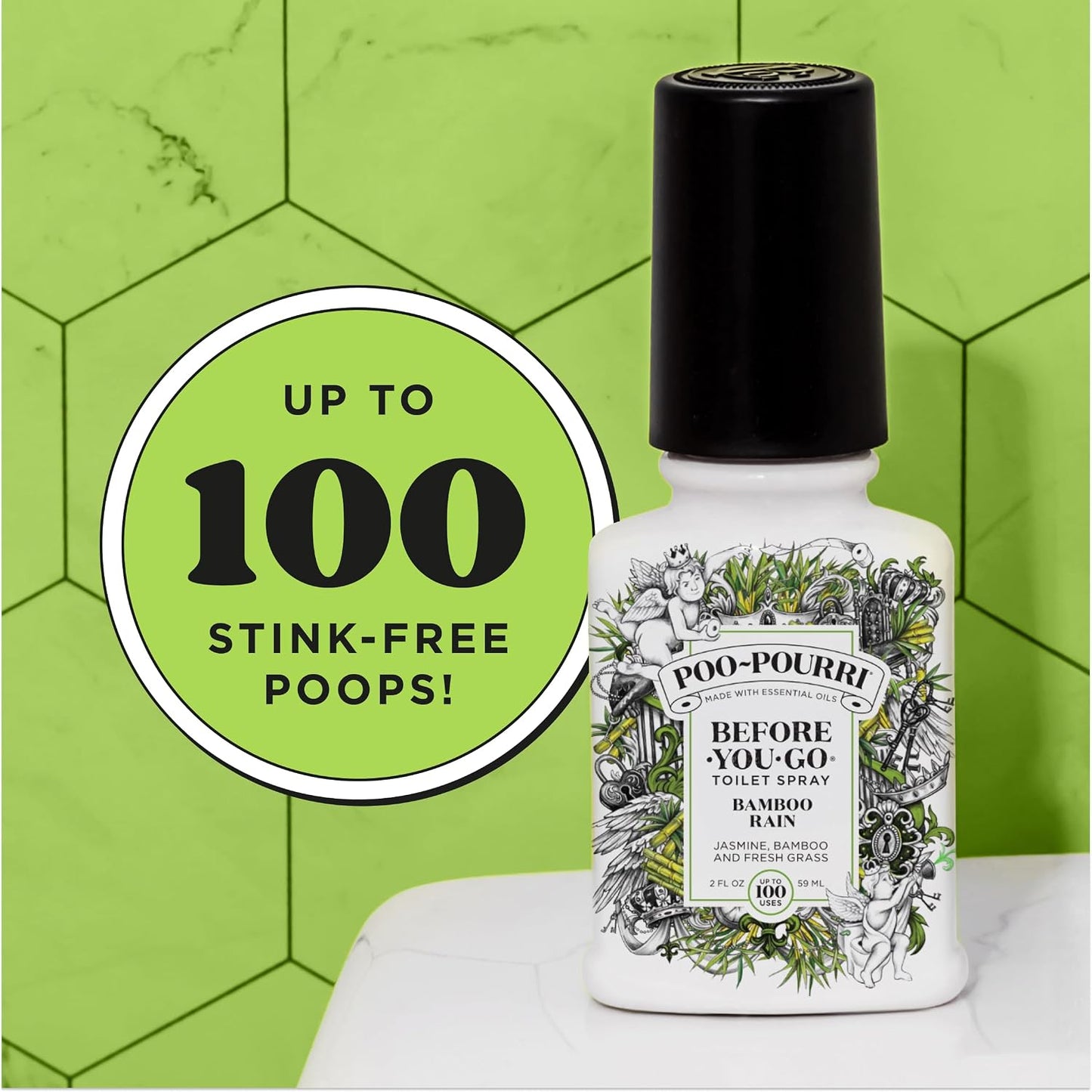 Poo-Pourri 푸푸리 변기 탈취 스프레이 - 뱀부 레인 - 59mL (2 fl oz)