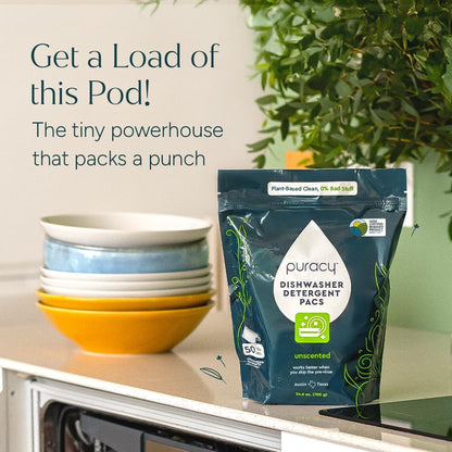 Puracy Dishwasher Pods - Free & Clear - 50 Pods