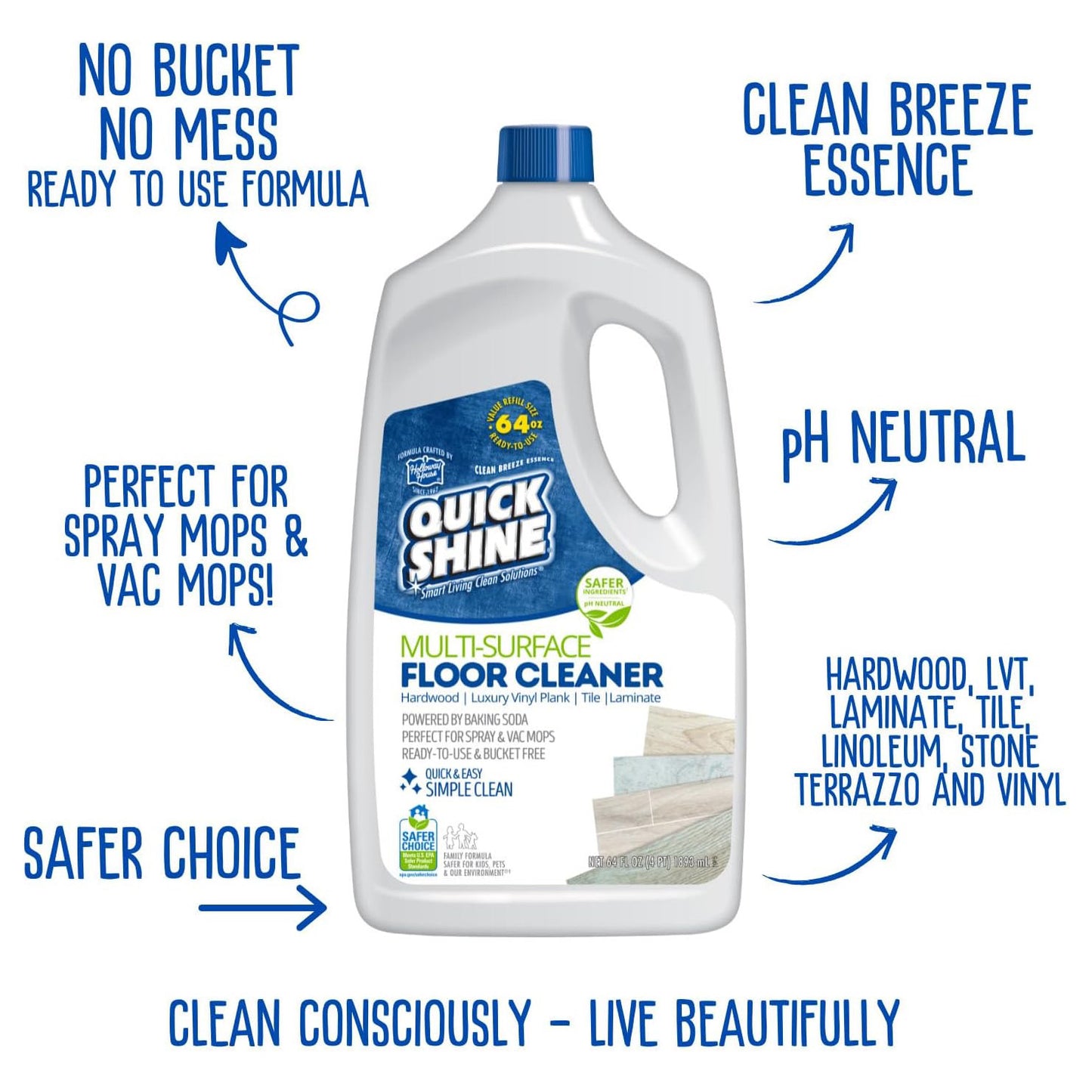 Quick Shine Multi Surface Floor Cleaner - 64 fl oz (1893mL)