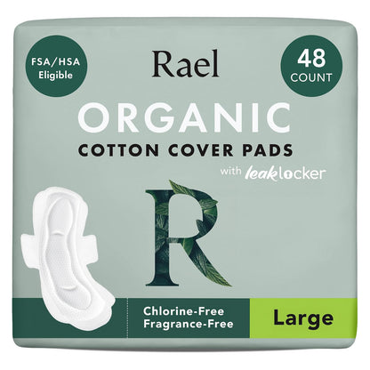 Rael 라엘 유기농 순면 커버 생리대 - 라지 (헤비) (285mm) - 날개형 - 48개입