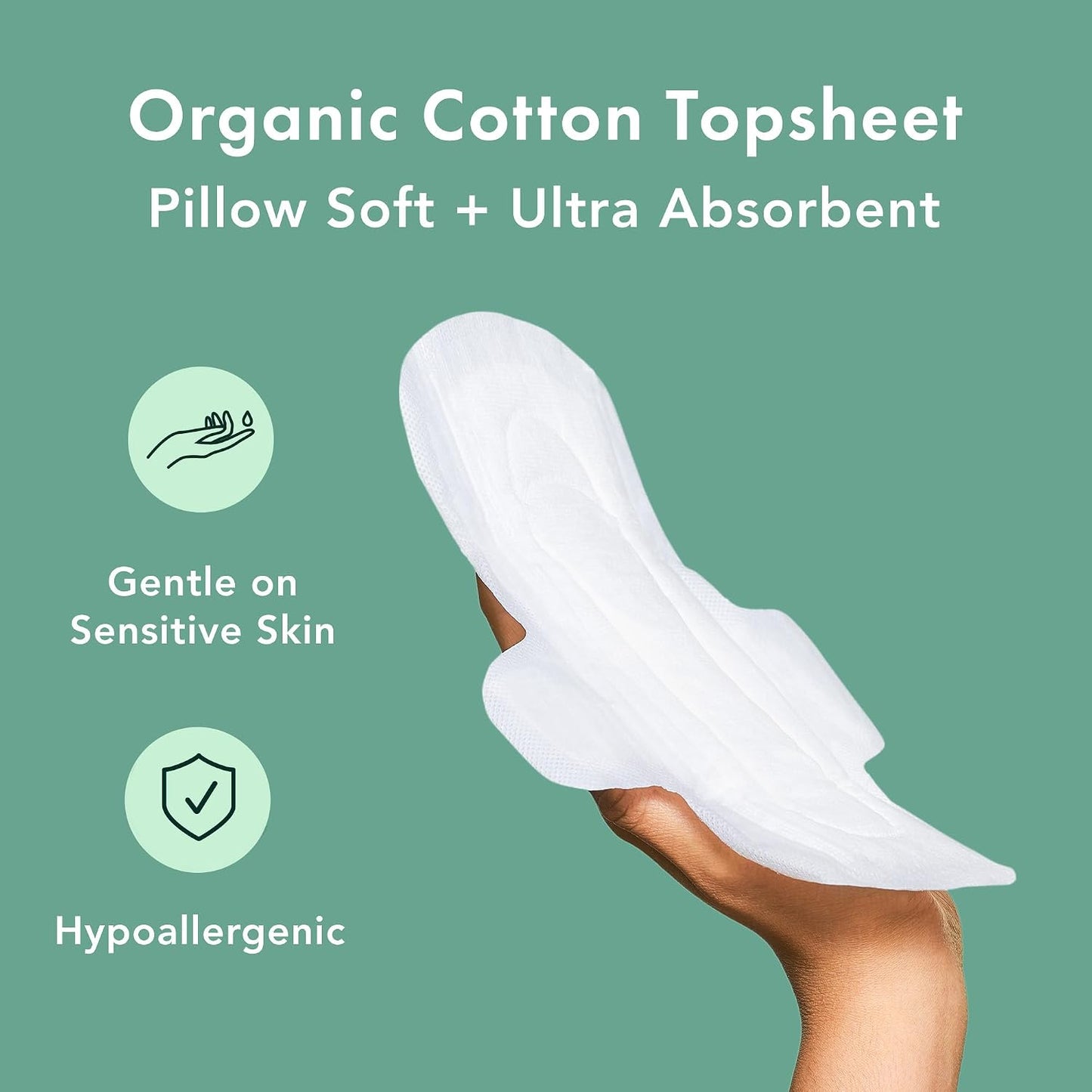 Rael Organic Cotton Cover Pads with Wings - Petite (Light) - Unscented - 56 Count
