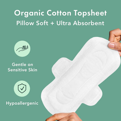 Rael Organic Cotton Cover Pads with Wings - Regular - Unscented - 56 Count