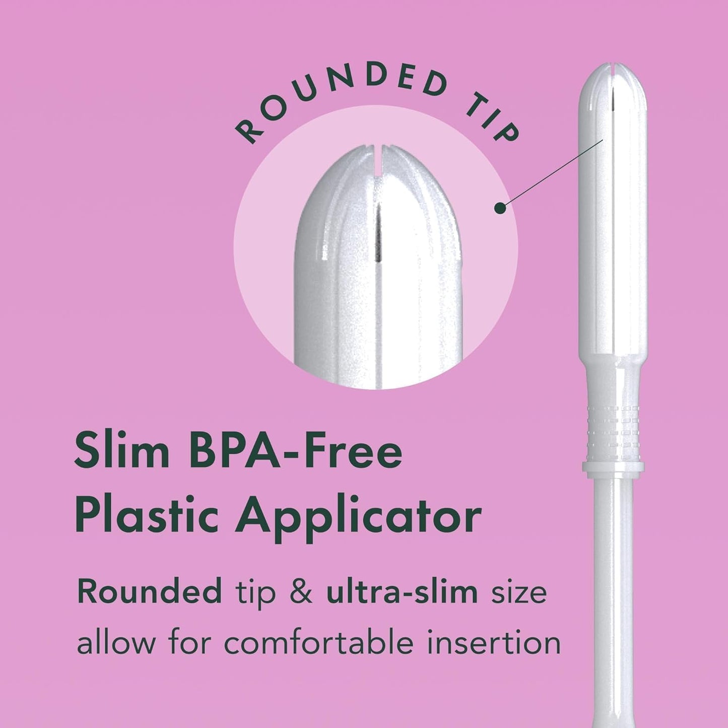 Rael Organic Cotton Core Tampons - Regular & Super - Slim Applicator - 40 Count