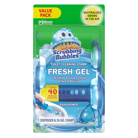 Scrubbing Bubbles Fresh Gel Toilet Bowl Cleaning Stamps - Rainshower - 9.72 fl oz (287mL)
