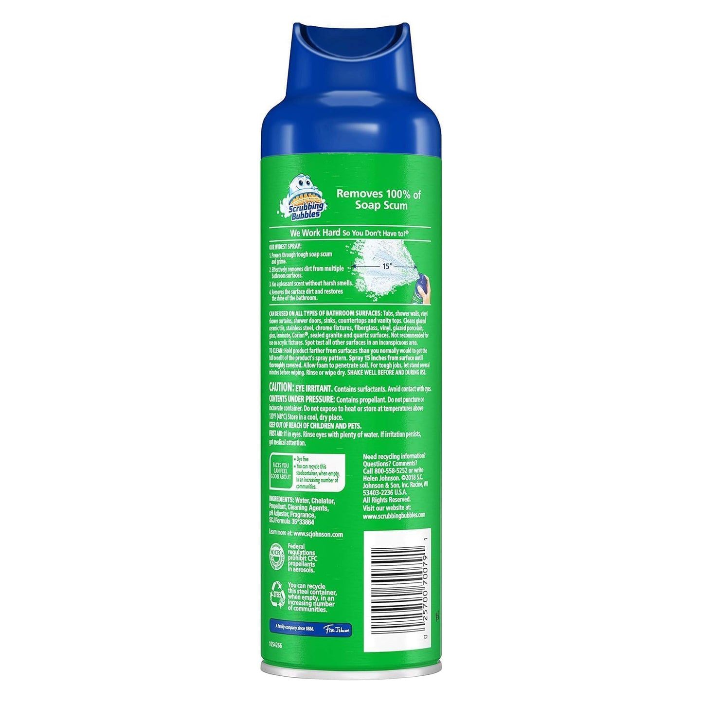 Scrubbing Bubbles 스크러빙 버블스 메가 욕실·샤워 포머 에어로졸 - 레인샤워 - 591mL (20 fl oz) × 2개
