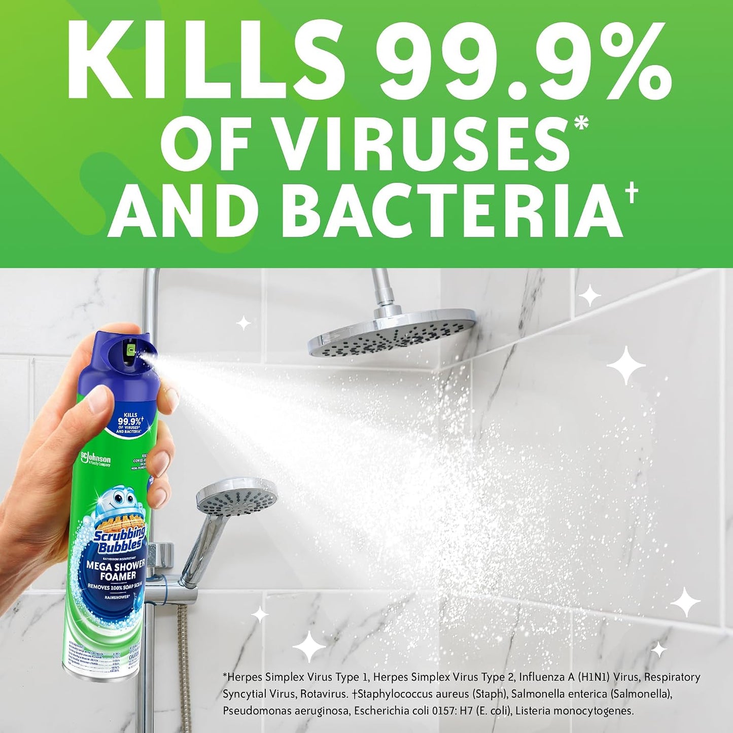 Scrubbing Bubbles 스크러빙 버블스 메가 욕실·샤워 포머 에어로졸 - 레인샤워 - 591mL (20 fl oz) × 2개