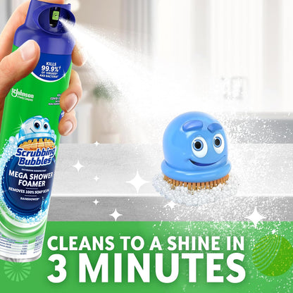 Scrubbing Bubbles 스크러빙 버블스 메가 욕실·샤워 포머 에어로졸 - 레인샤워 - 591mL (20 fl oz) × 2개