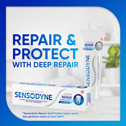Sensodyne 센소다인 리페어 앤 프로텍트 화이트닝 시린이용 치약 딥 리페어·불화제일주석 (3.4 oz / 96.4g)