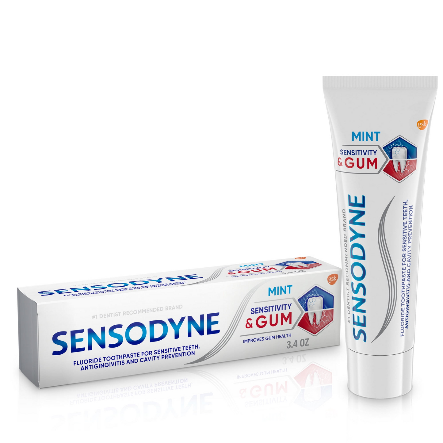 Sensodyne Sensitivity & Gum Toothpaste — Mint, for Sensitive Teeth + Antigingivitis Gum Care, Stannous Fluoride Formula (3.4 oz / 96.4 g)