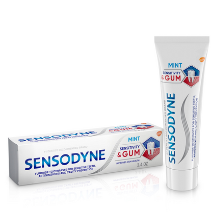 Sensodyne Sensitivity & Gum Toothpaste — Mint, for Sensitive Teeth + Antigingivitis Gum Care, Stannous Fluoride Formula (3.4 oz / 96.4 g)